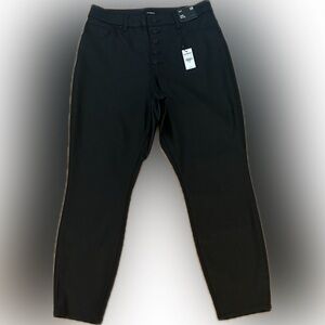 Express $98 skinny high rise curvy black button fly shimmer pants 12 12R